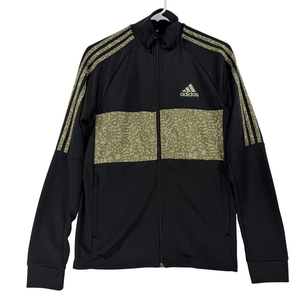 Adidas‎ Track Jacket Mens Small Black Animal Print AEROREADY Full Zip Soccer
